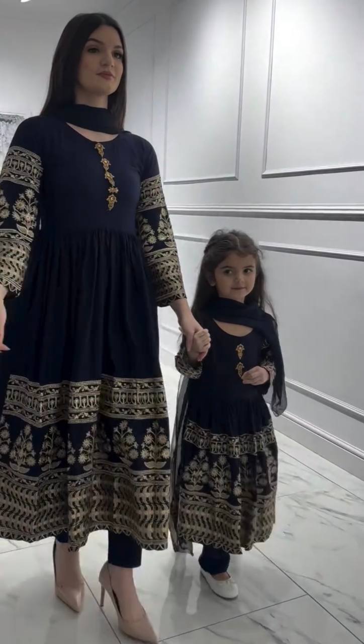Little Sovereign Navy Embroidered Anarkali